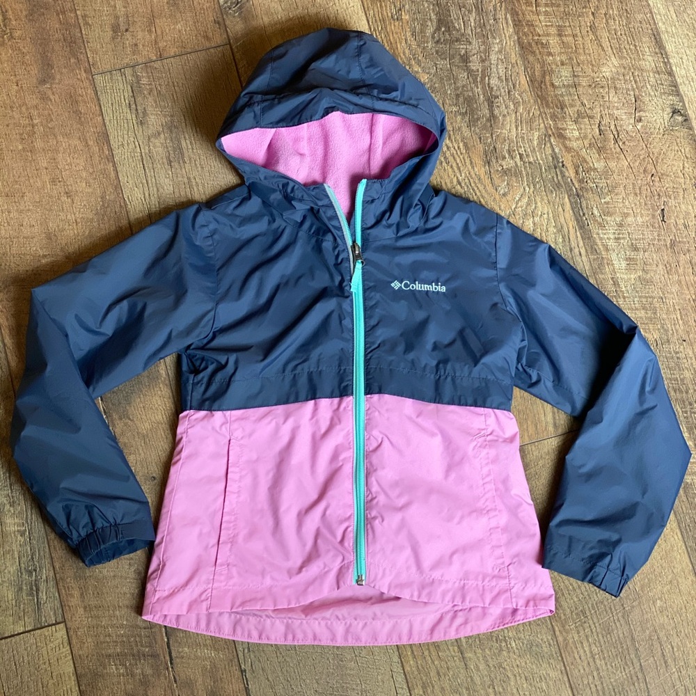 Girls 7/8 fleece lined rain jacket